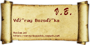 Váray Bozsóka névjegykártya